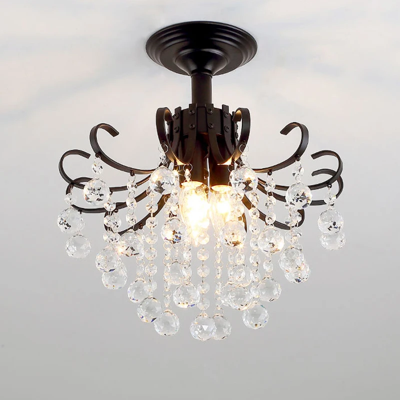 Modern Crystal Chandelier Lighting - Bedroom Kitchen Lustre Cristal Ceiling Chandeliers - K9 Crystal - Golden Black Light Fixture image 3
