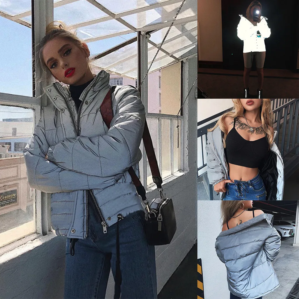 Женская зимняя Светоотражающая куртка теплая парка индивидуальная ветровка