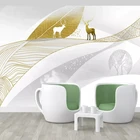 Скандинавские линии абстрактные роскошные золотые листья Лось настенные фрески для гостиной ТВ фон Декор водостойкие самоклеящиеся обои