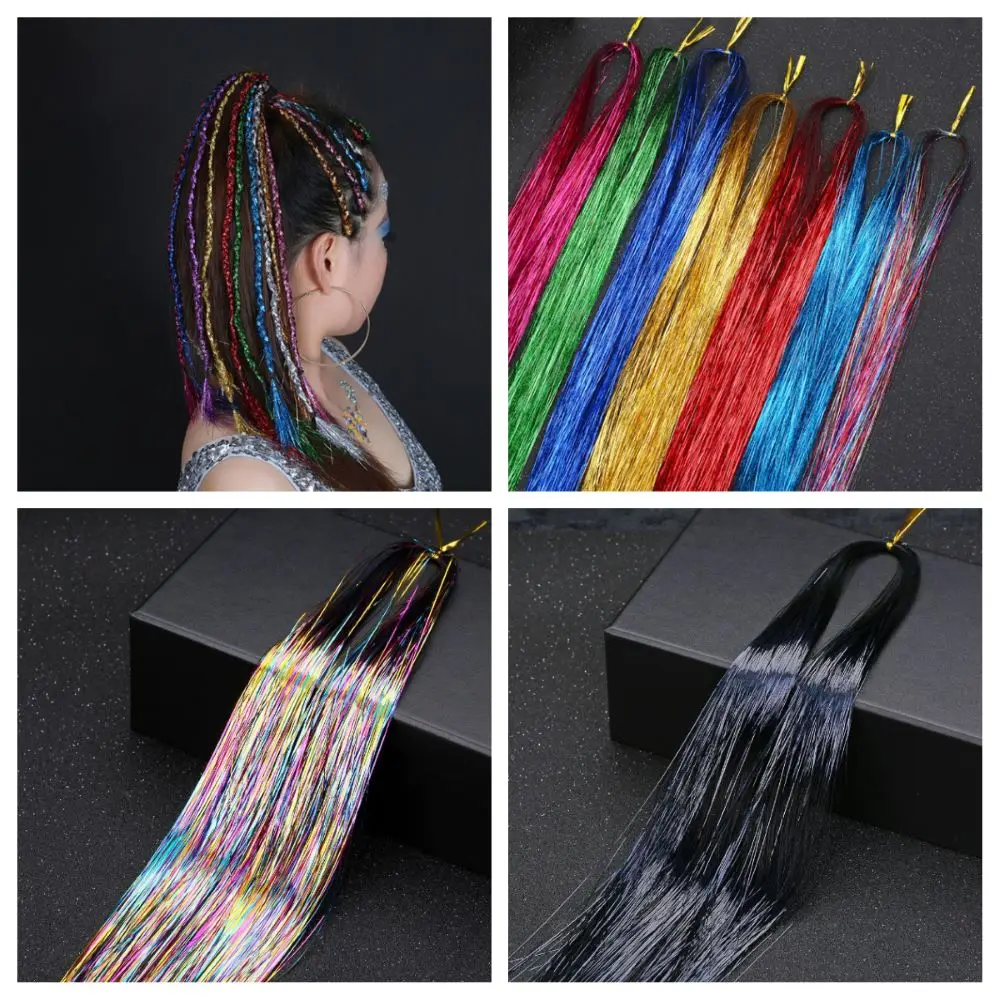

16 Colors Tinsel Hair Glitter Extension Tools Sparkling Shiny Hair Flairs Accessories Silk Wholesale Decoration Hairstyling Tool