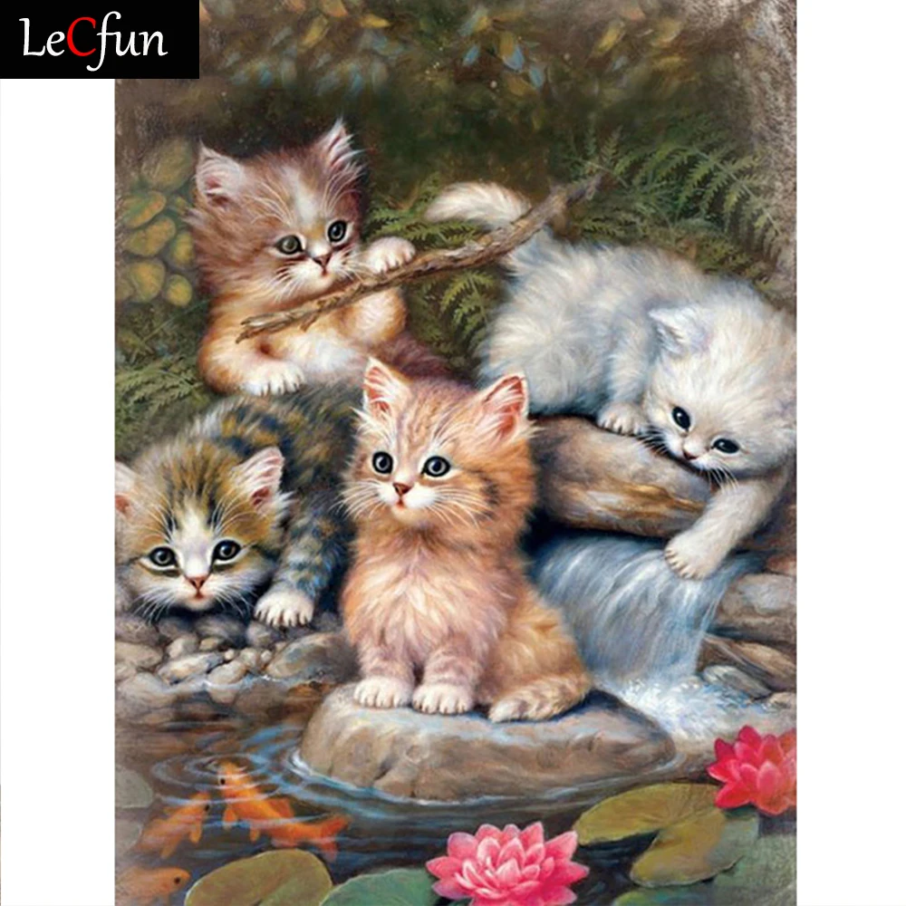 

LeCfun Full Drill Cats Diamond Painting Art Kits Round/Square 5D DIY Shiny Beads Paint With Diamonds Art Craft Mosaic Making