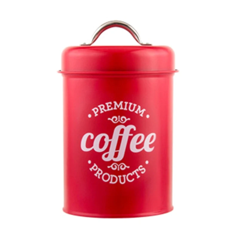 

Red Wrought Iron Tea Tin Jar Candy Sugar Box Can Coffee Container Case Storage Tank Househould Kitchen Utensils