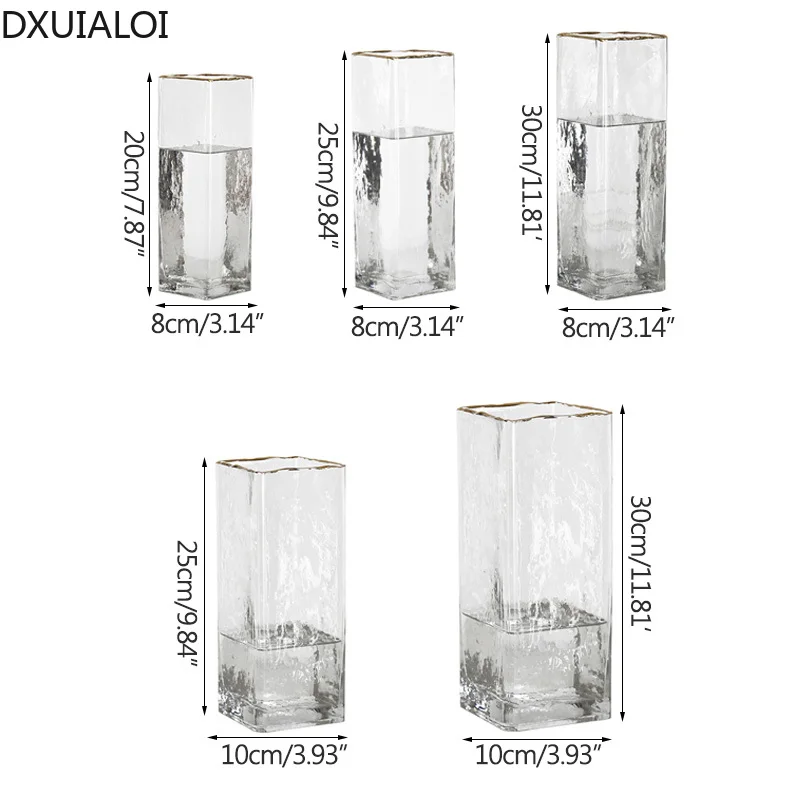 Скандинавская стеклянная ваза с золотым ободком аксессуары для украшения дома