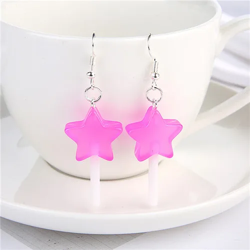 Transparent hotpink 1 пара, женские серьги, полимерные, ремесло, конфеты, леденец, bff, дружба, Висячие серьги для женщин, детей, ювелирные изделия - Окраска металла: Transparent hotpink