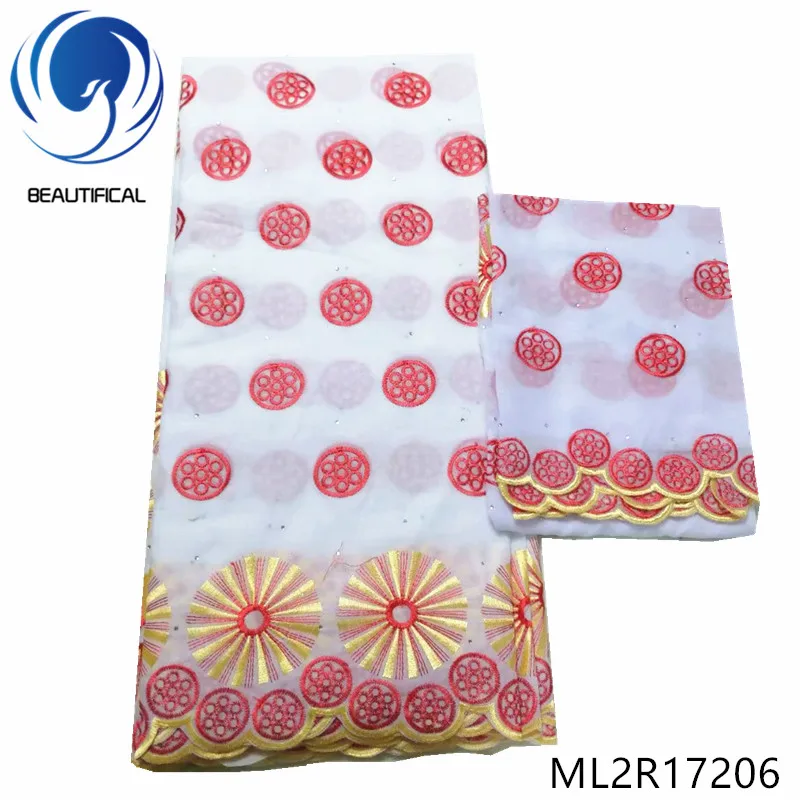 Красивая африканская хлопчатобумажная ткань с вышивкой для платья Новое