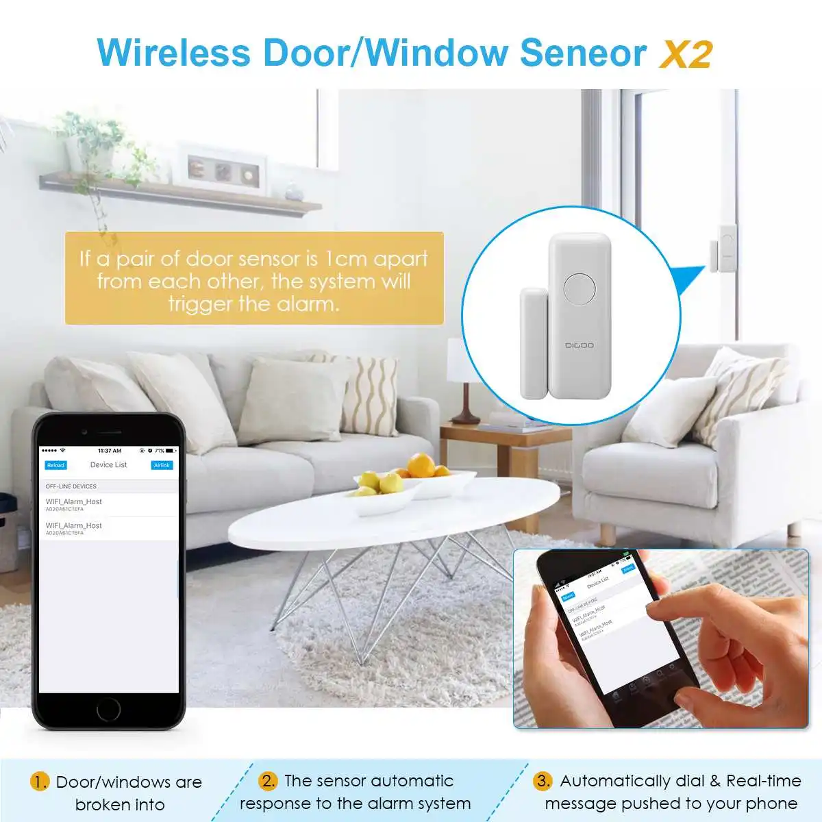 DIGOO DG-HOSA беспроводной домашней безопасности wifi GSM GPRS Сигнализация приложение дистанционное управление Умный инфракрасный датчик движения двери оповещения