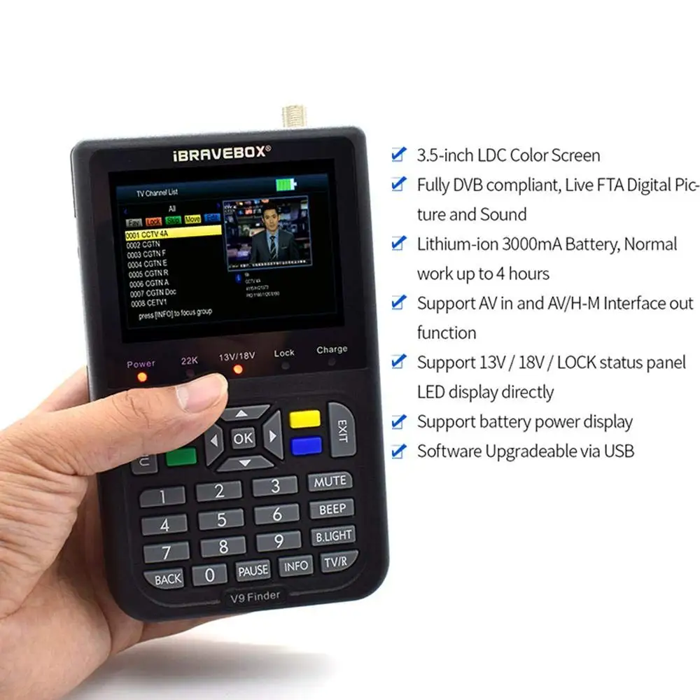 V8 finder upgrade V9 Finder спутниковый Finder DVB-S/S2 HD FTA MPEG-4 высокой четкости с 3,5 дюймовым ЖК-дисплеем