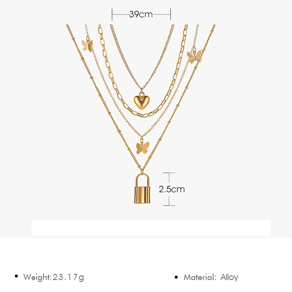

Bohemian Vintage Butterfly Choker Necklace for Women Street Style Statement Lock Necklace Gold Color Letter Necklace Jewelry