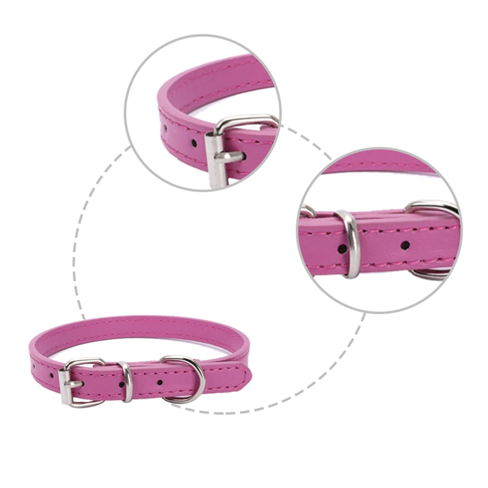 Новый сплошной цвет ПУ + цинковый сплав Материал ошейник для домашних животных