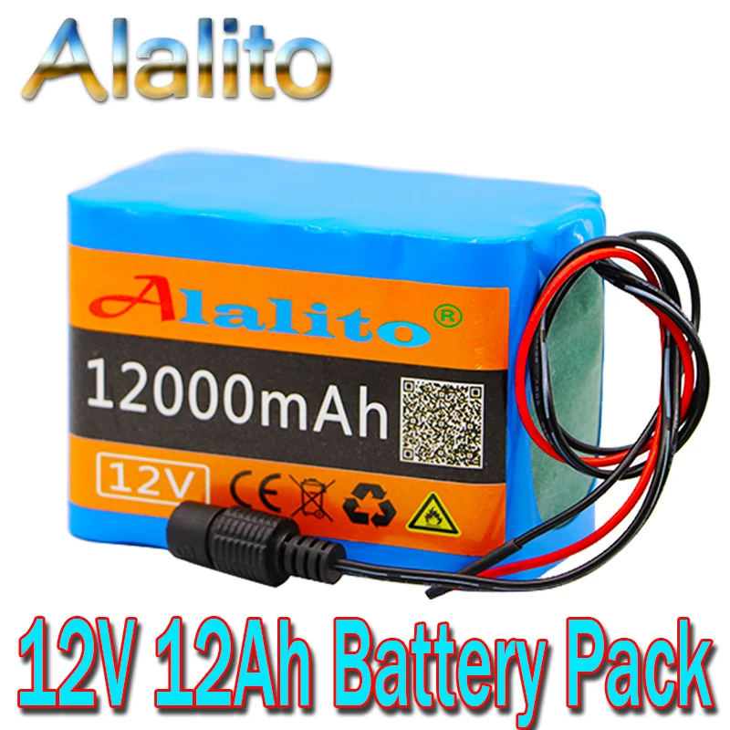 Alalito высокого качества 12V 12Ah 18650 литиевая батарея 12 6 V 12000mAh перезаряжаемый