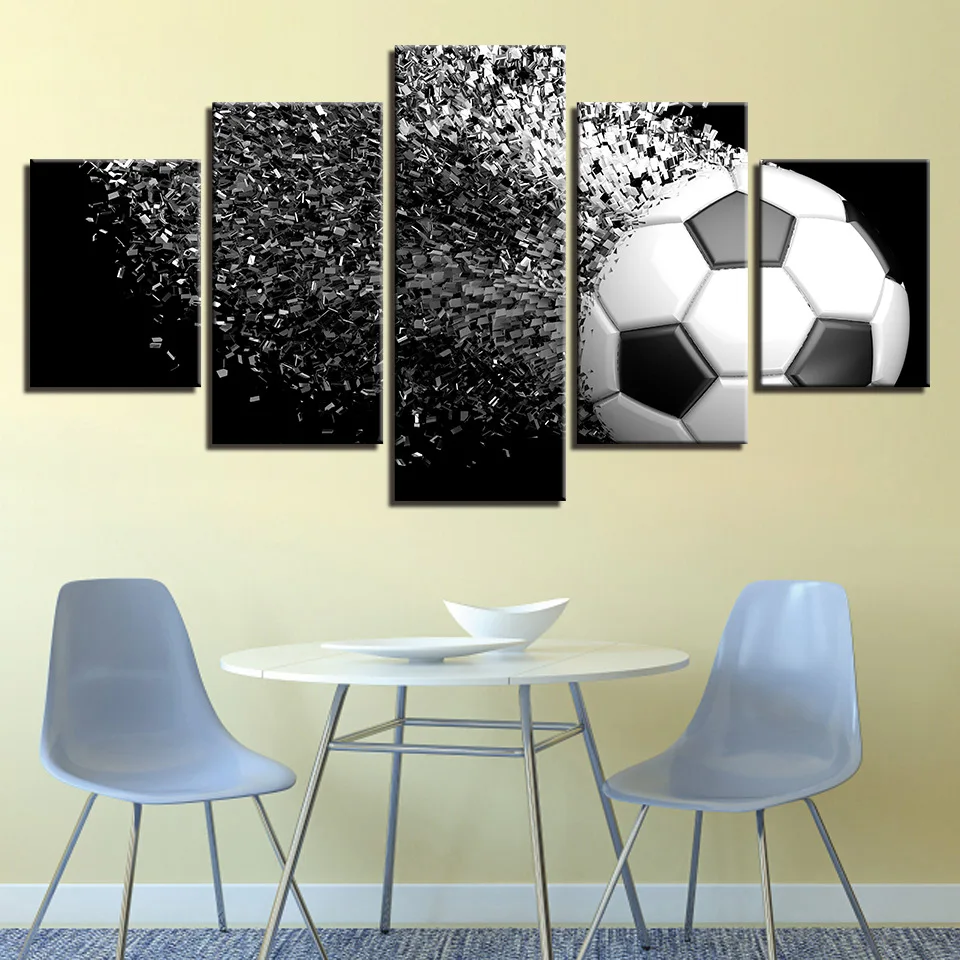 Decorative Painting Inkjet 5 Pieces Sports Football Home Living Room Sofa Background Wall Canvas Print | Дом и сад