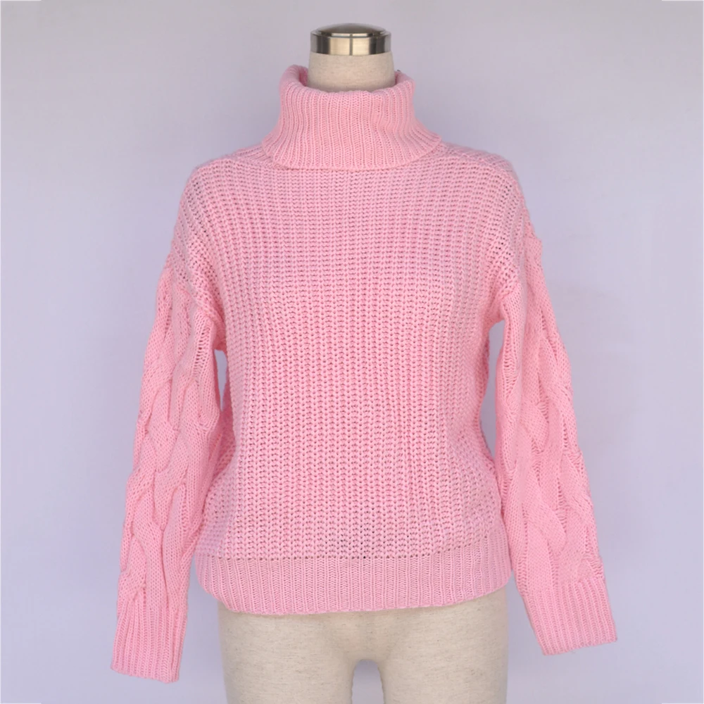 

Winter Thick Turtleneck Sweater Women Oversized Long Sleeve Twist Sweaters and Pullovers Warm Soft Knitted Pink Sweater Tops