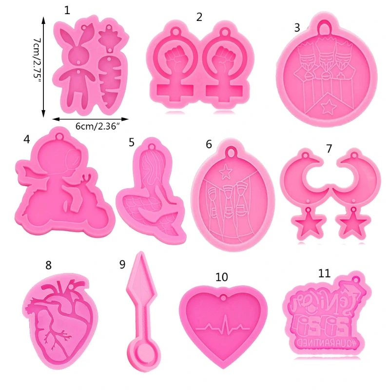 

Silicone Keychain Mold Resin Silicone Heart Moon Star Earrings Pendant Mold Tool R2LE
