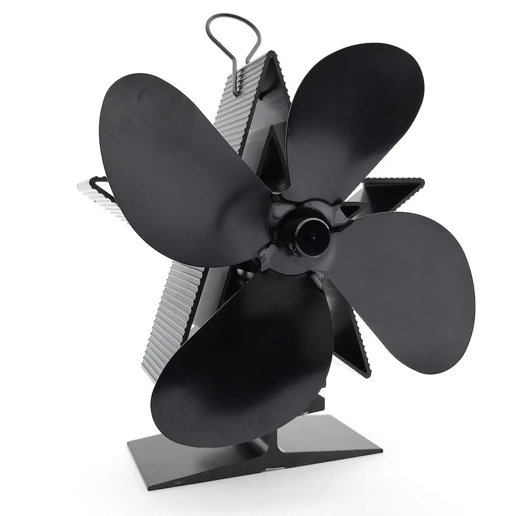 

4-blade Fireplace Fan Silent Cycle Heating Rust-proof Good Thermal Conductivity Sturdy Practical Fireplace Fan