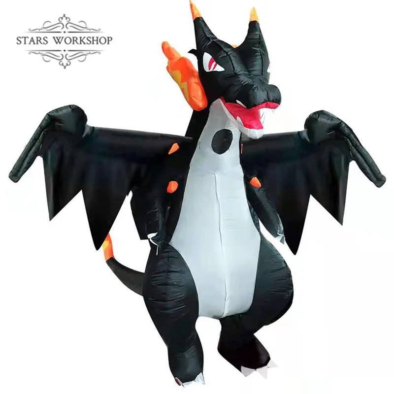 Аниме мультфильм надувной костюм динозавра вертел огонь дракон Косплей Взрослый