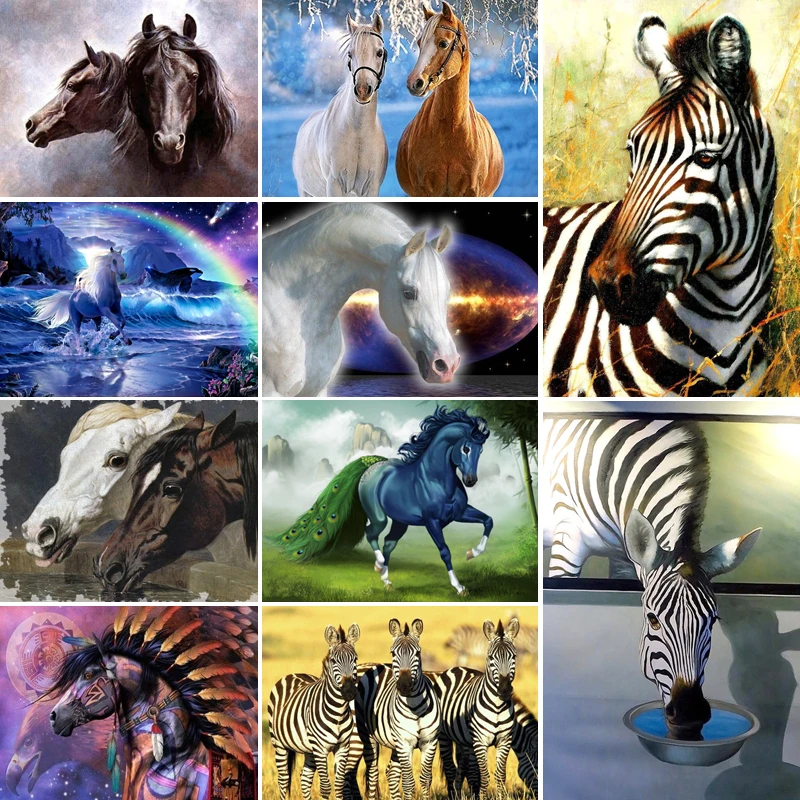 

30x40x50x60x70 diamond painting 5D Full Square embroidery mosaic Cross Stitch Cute animal Horse zebra DIY home Decoration gift