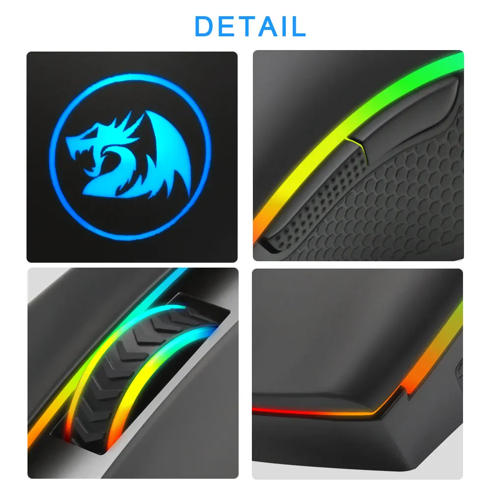 Redragon COBRA USB игровой Мышь Проводная RGB Подсветка 10000 Точек на дюйм 9 программируемых