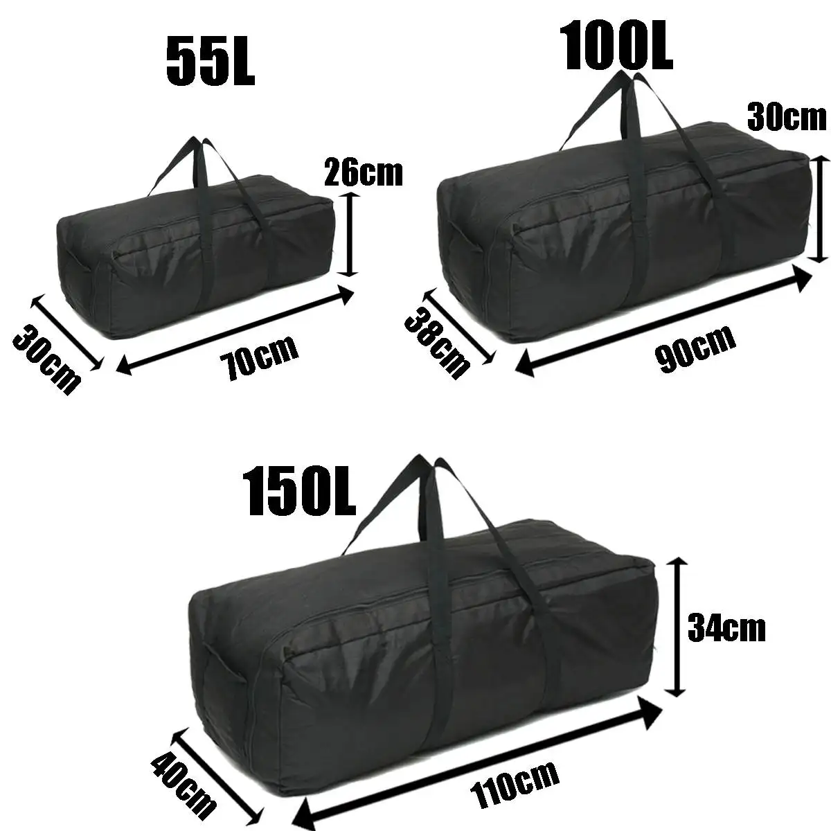 55/100/150L Gym Bag Outdoor Men's Black Large Capacity Duffle Travel Gym Weekend Overnight Bag Waterproof Sport Fitness Bags