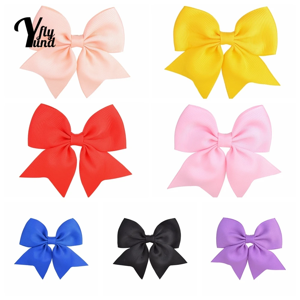 

Yundfly 10pcs/lot Grosgrain Ribbon Dovetail Bows Baby Hair Clips Solid Color Handmade Bowknot Bangs Hairpins DIY Infant Headwear