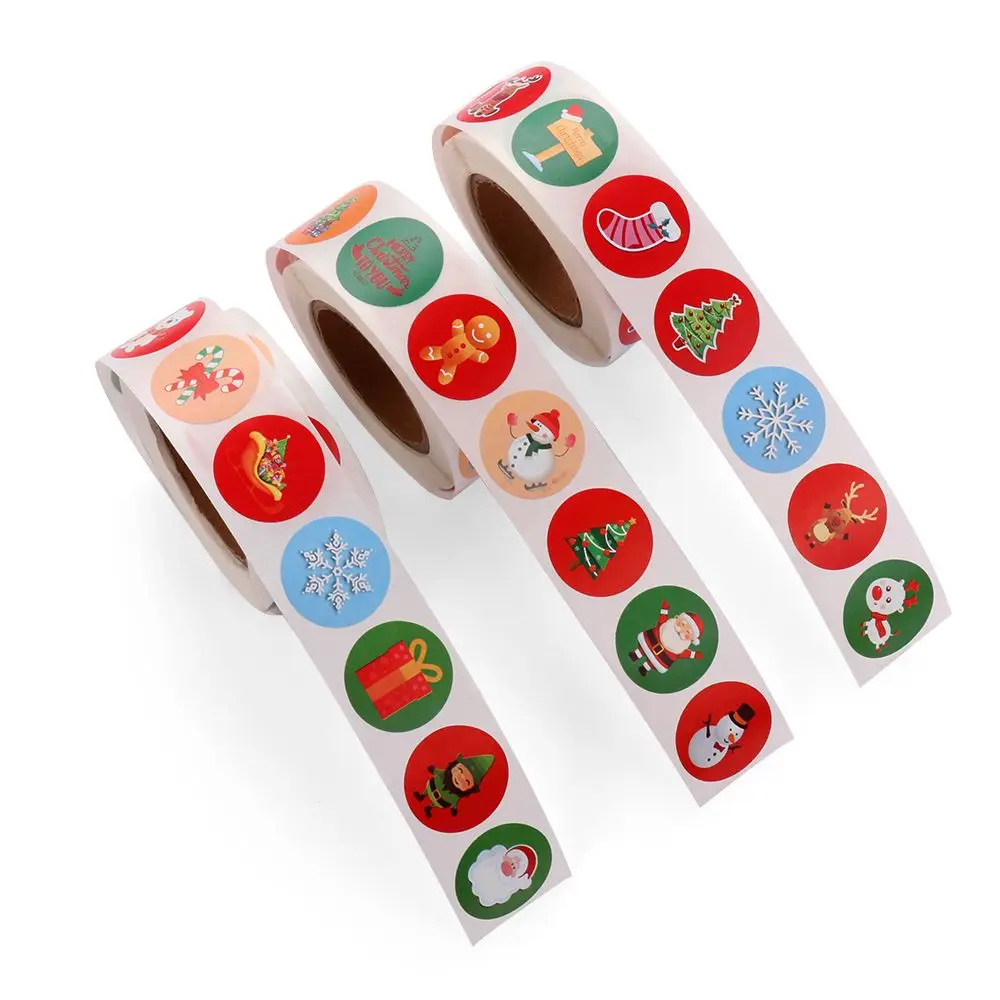 

500 шт., новогодние наклейки-этикетки для упаковки конфет
