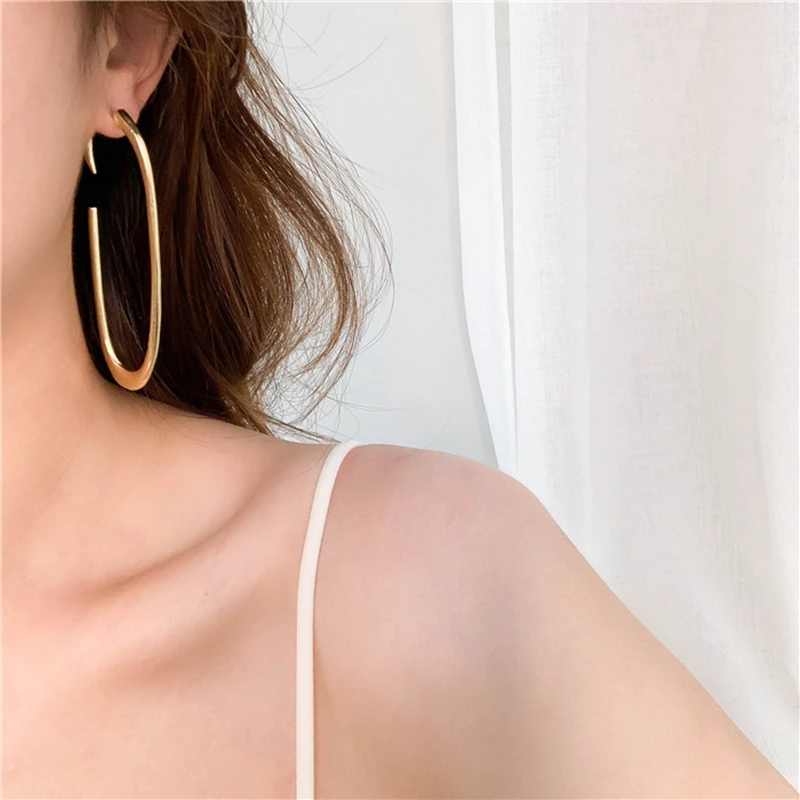 HZ 2019 новые преувеличенные простые S925 Серебряные иглы геометрические U формы