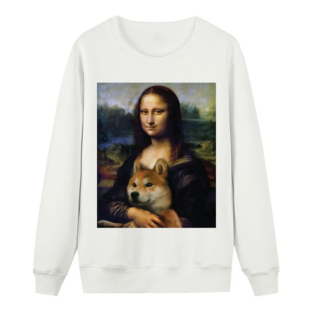 Женский флисовый спортивный костюм Mona Lisa shiba Inu Doge Повседневная теплая толстовка