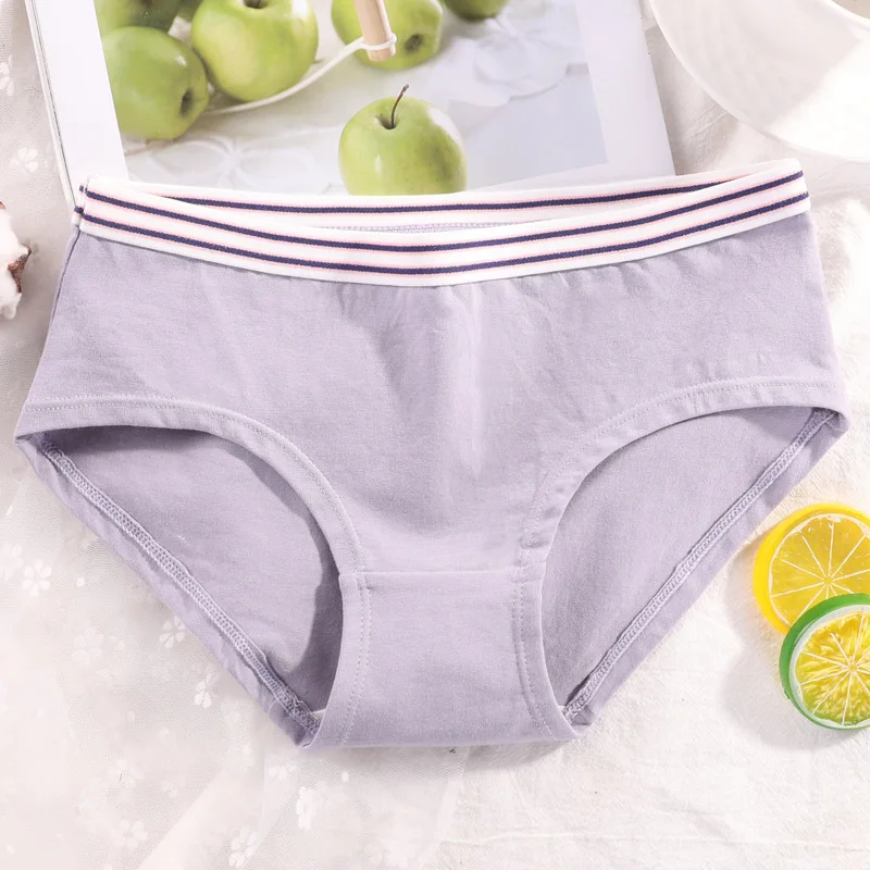 

Striped Underpants Cotton Briefs Women's Lingerie Plus Size Panties Soft Crotch Underwear Breathable Female Intimates