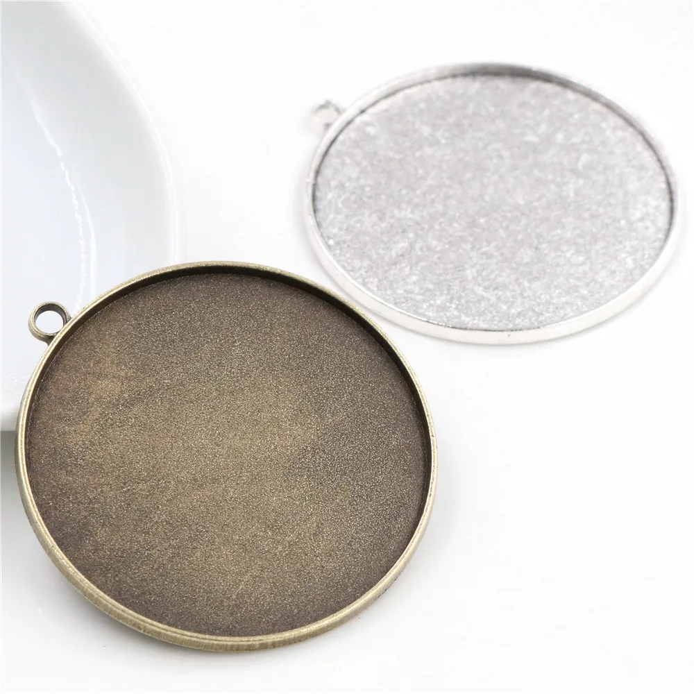 

5pcs/lot 40mm Inner Size Antique Bronze and Silver colors New Fashion simple Style Cabochon Base Setting Charms Pendant