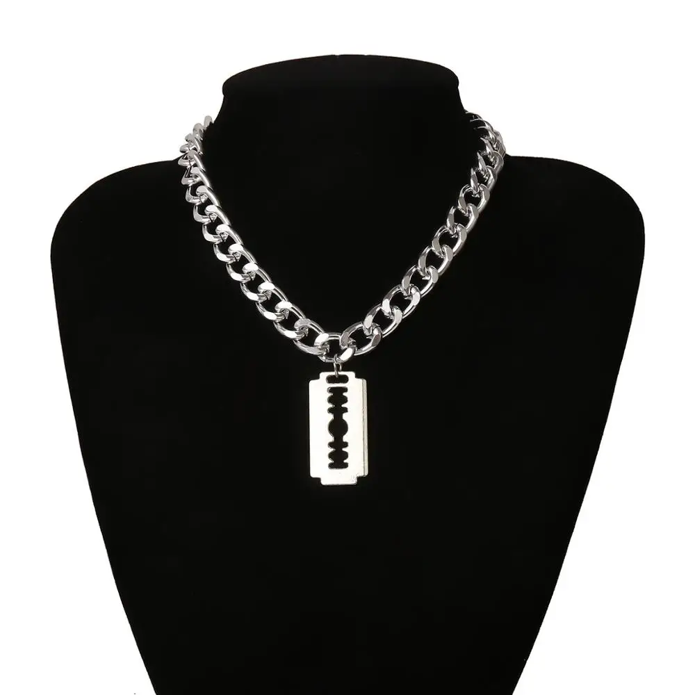 

In 2020 Women's Fashion Dark Gothic Clavicle Chain Necklace Contracted Razor Pendant Necklace Jewelry Gifts