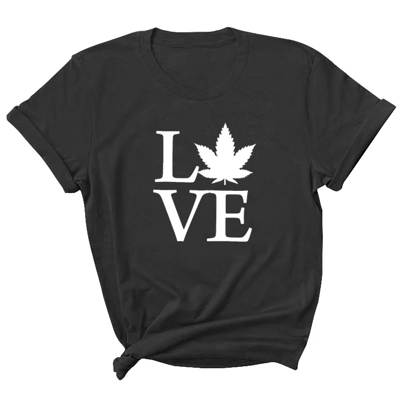 

Maple Leaf Love Letter Print Women T Shirt Short Sleeve ONeck Loose Women Tshirt Ladies Tee Shirt Tops Clothes Camisetas Mujer