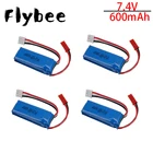 Литий-Полимерный Аккумулятор 7,4 В, 600 мА  ч, 20C, для WLtoys K969, K979, K989, K999, P929, P939, набор аккумуляторов 2s 7,4 В, 600 мА  ч, от 1 шт. до 5 шт.