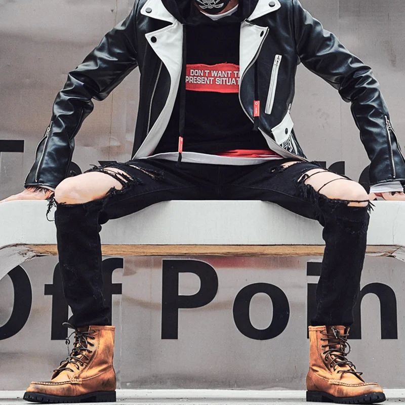 Liketkit новинка черные рваные джинсы мужские 2019 обтягивающие облегающие хип хоп