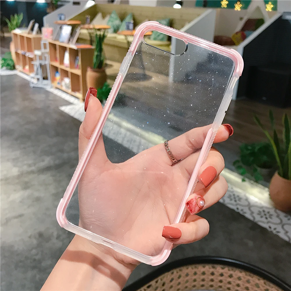 NFH Блестящий прозрачный силиконовый чехол для iPhone 11 Pro Max 6 6S 7 8 Plus, мягкий ударопрочный чехол-бампер на 11 XS Max XR