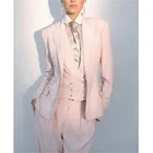 Женские деловые костюмы из трех предметов, розовые деловые костюмы для работы и офиса, платье для свадебной вечеринки