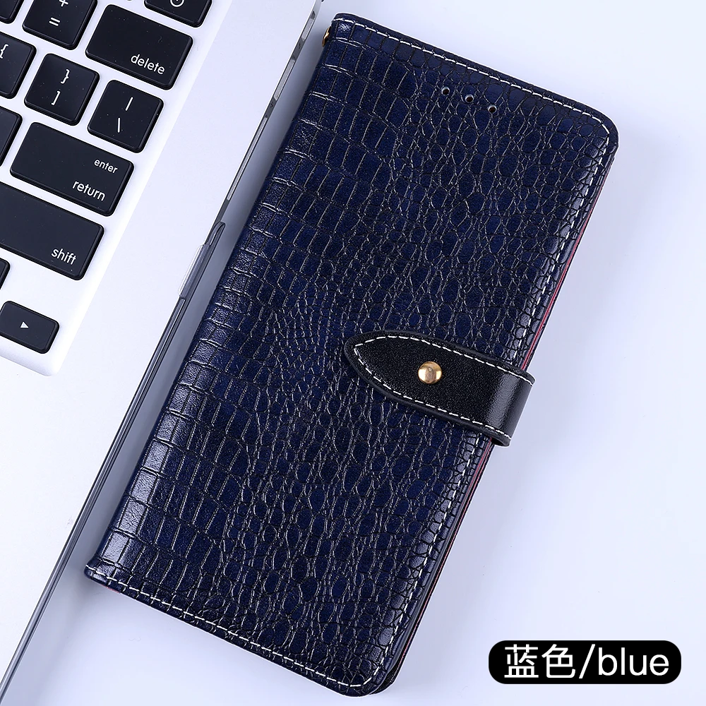 Синий Модный кошелек чехол из крокодиловой кожи для BQ VSMART JOY1 ACTIVE 1 Aquaris C U X5 Plus X X2 Чехлы С Откидывающейся Крышкой coque fundas - Цвет: Синий