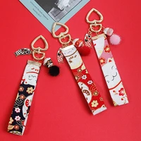 kawaii japanese lucky cat fish smart phone strap lanyards for iphonesamsungxiaomi decor mobile phone strap rope with keychain