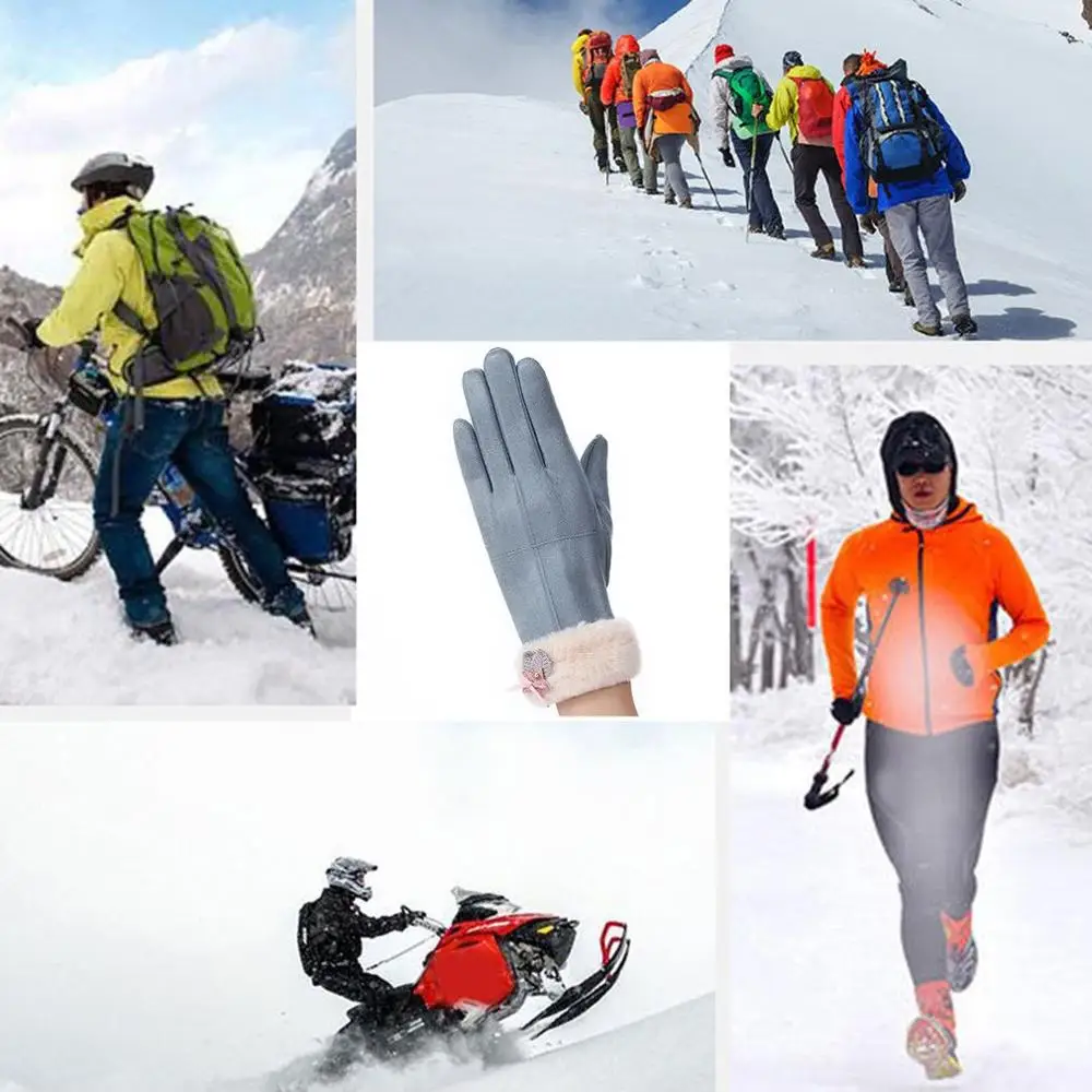 

Female Gloves Winter Outdoors Cold Proof Touch Screen Gloves Plush Keep Warm Windproof Cotton Gloves