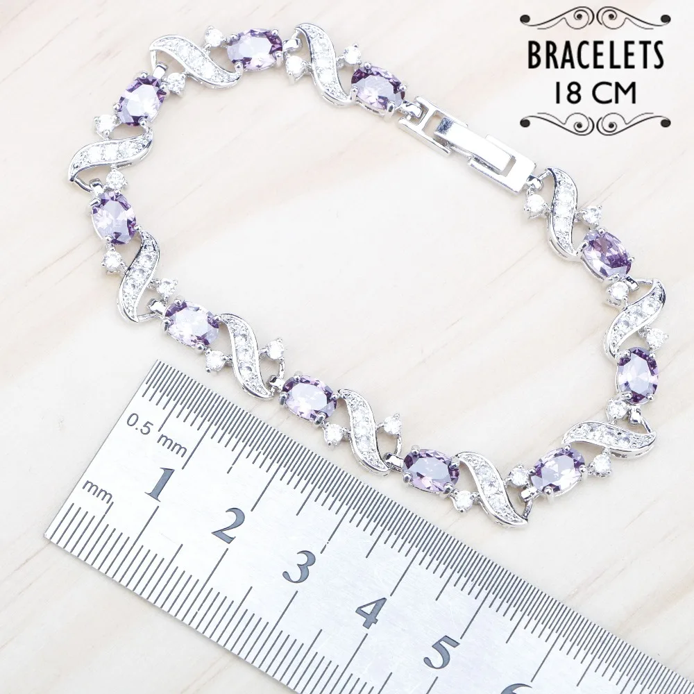Женский браслет с фиолетовыми камнями из циркония серебро 925 пробы Ювелирное