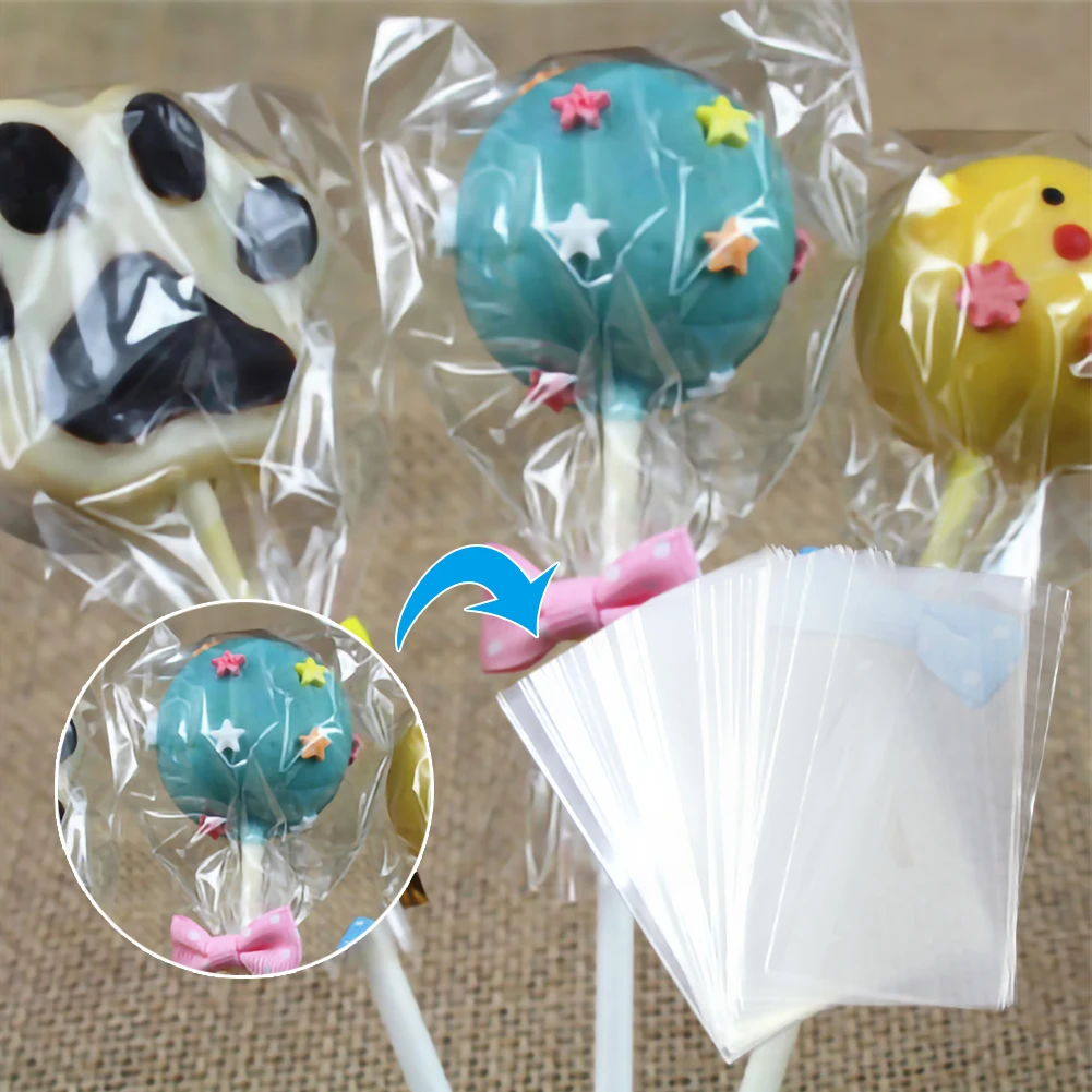 100 шт. пакеты для бисквитов Плоский прозрачный пакет конфет закусок леденцов