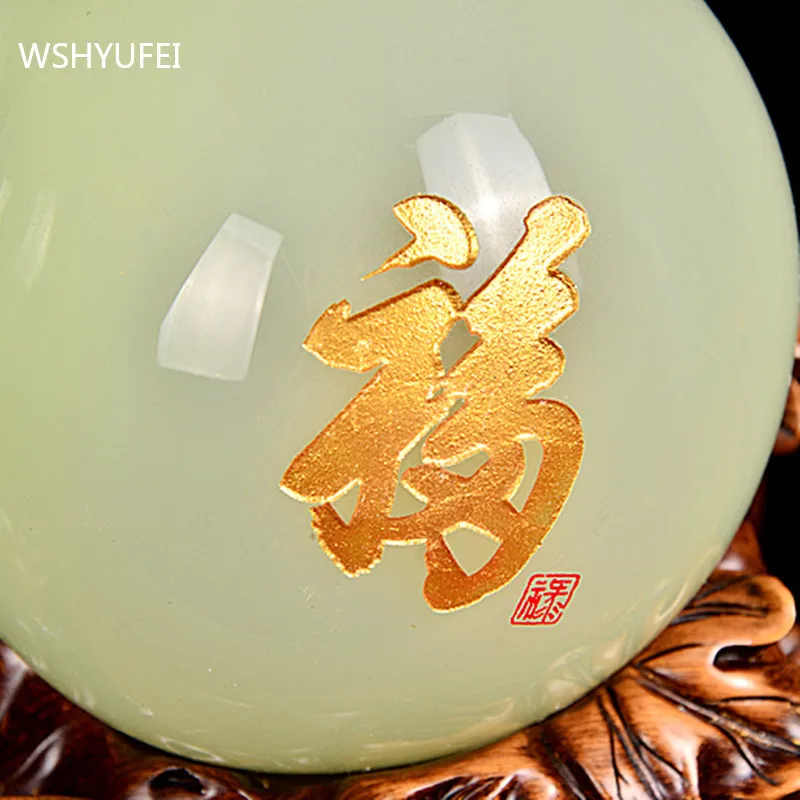 Fengshui Lucky Money Gourd Shape Liuli Modern Style Statue Home Decor Office Ornament Living Room Opening Gifts Present Crafts | Дом и сад