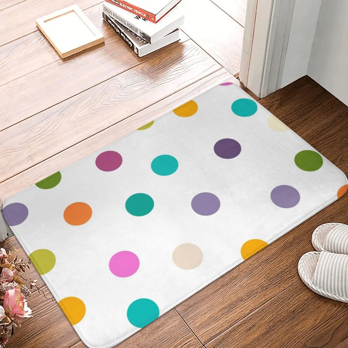 

Colourful Dots Large Doormat Carpet Mat Rug Polyester PVC Non-Slip Floor Decor Bath Bathroom Kitchen Living Room 40x60
