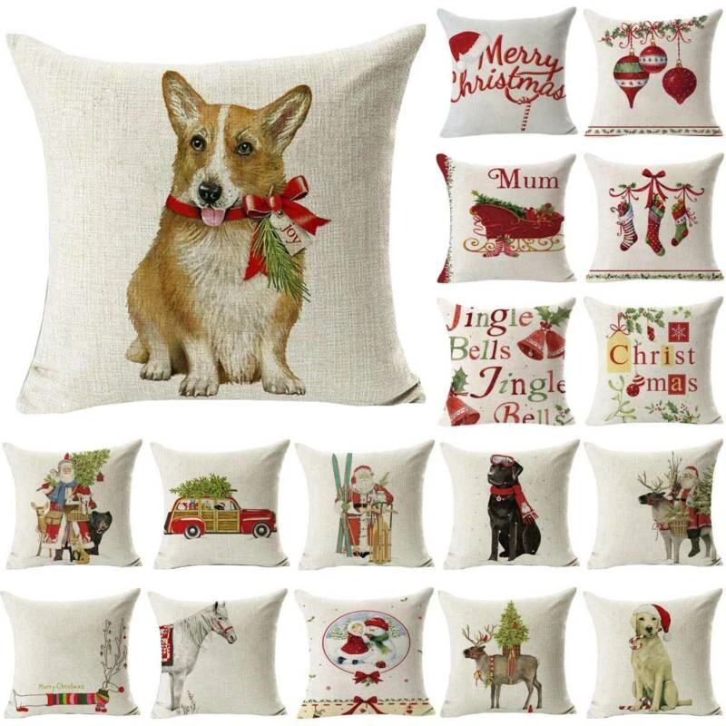 

Pillow Cases 45*45cm Cushion Cover Santa Printing Christmas Gifts Pillow Covers Home Decor 15 styles Pillowcase Fall Decorations