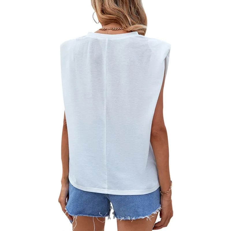 

Female Summer Loose Print Vest Basic O-Neck Sleeveless Tank Tops Casual Camis