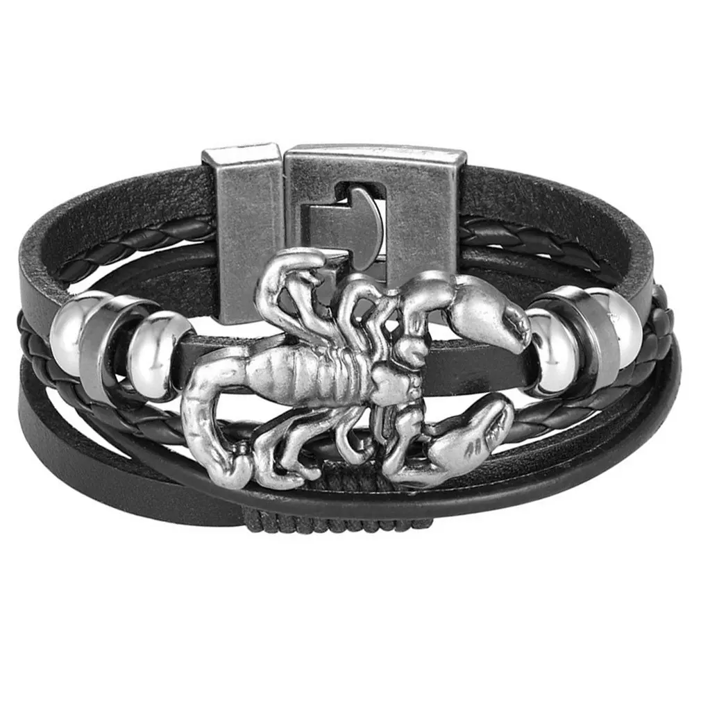 

Hot Sale 2020 New Fashion Scorpion Bracelet Men Leather Bracelet Women Friends Valentine's Gift Jewelry Wholesale Price Pulseira