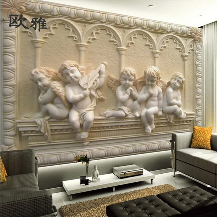 

European carving relief 3D stereo TV setting wall of the sitting room bedroom wallpaper murals Custom sizes