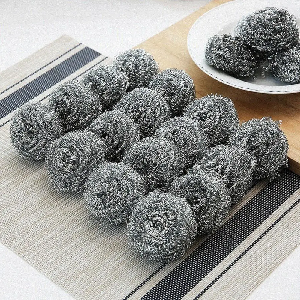 

20 Pieces of Steel Wire Ball Brush Pot Cleaning Easy Handling Powerful Metal Not Hurting Hands Steel Dishwashing Kitchen Tool