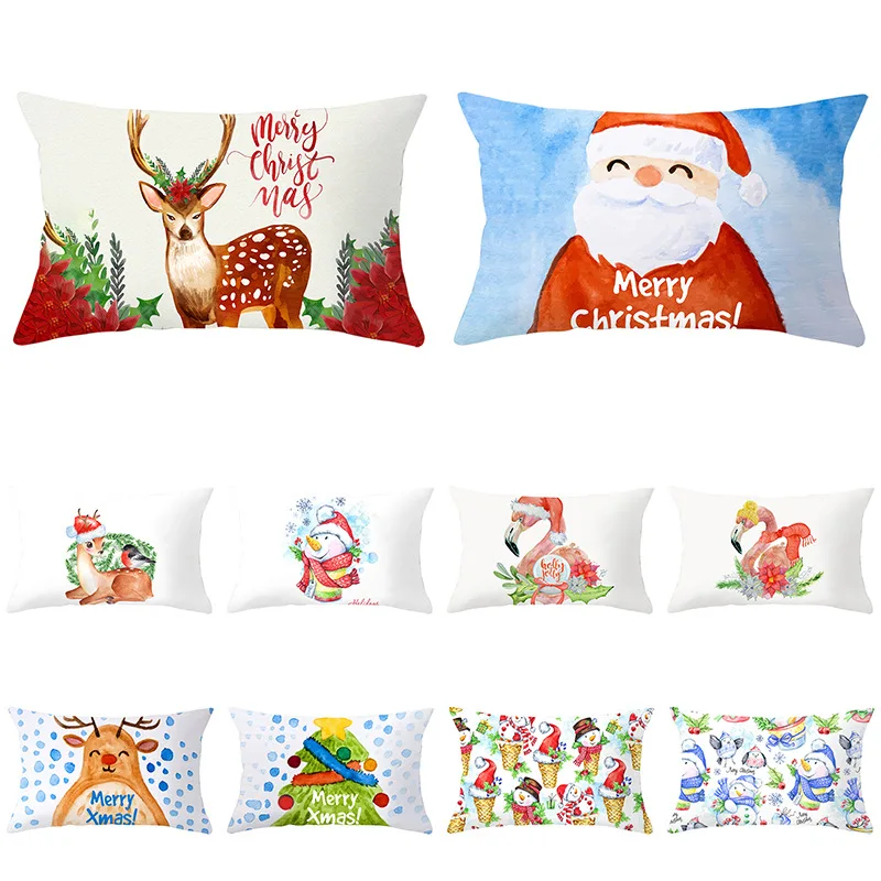 

Simple Cartoon Printing Series Christmas Office Home Decoration Sofa Pillowcase Wholesale