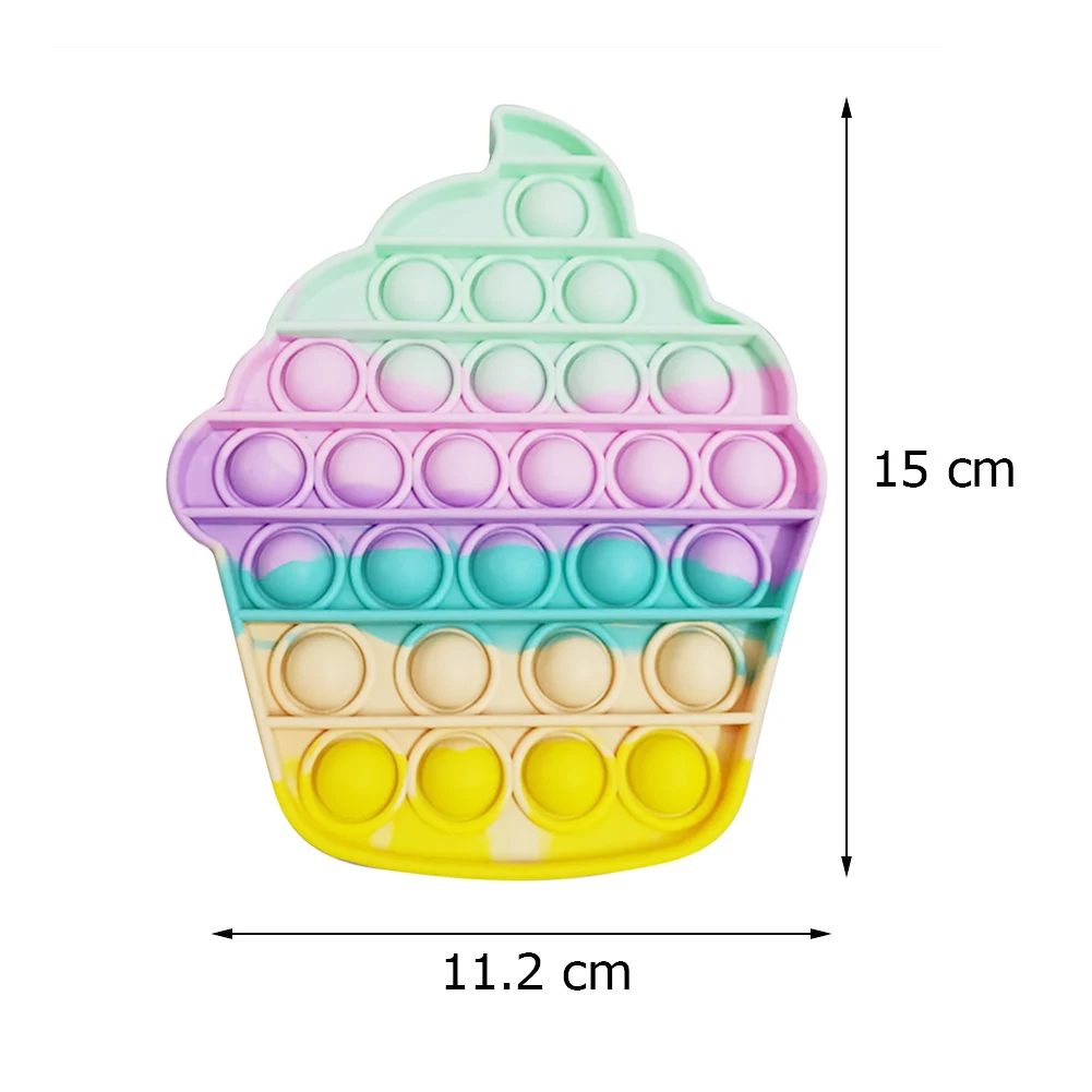 

Lovely Rainbow Push Pop Bubble Fidget Sensory Toy Autism Squeeze Funny Anti-stress Stress Reliever Toy Ice Cream Cone Pop Fidget