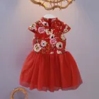 Летнее Детское платье-Ципао для девочек, костюм принцессы, Детский костюм с красочным цветочным принтом, одежда для маленьких девочек, ropa bebes #45