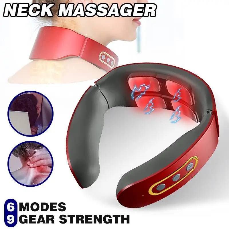 

Массажер Электрический для шеи, инструмент для облегчения боли и расслабления шейного отдела позвоночника, 6 режимов, контроль мощности, за...